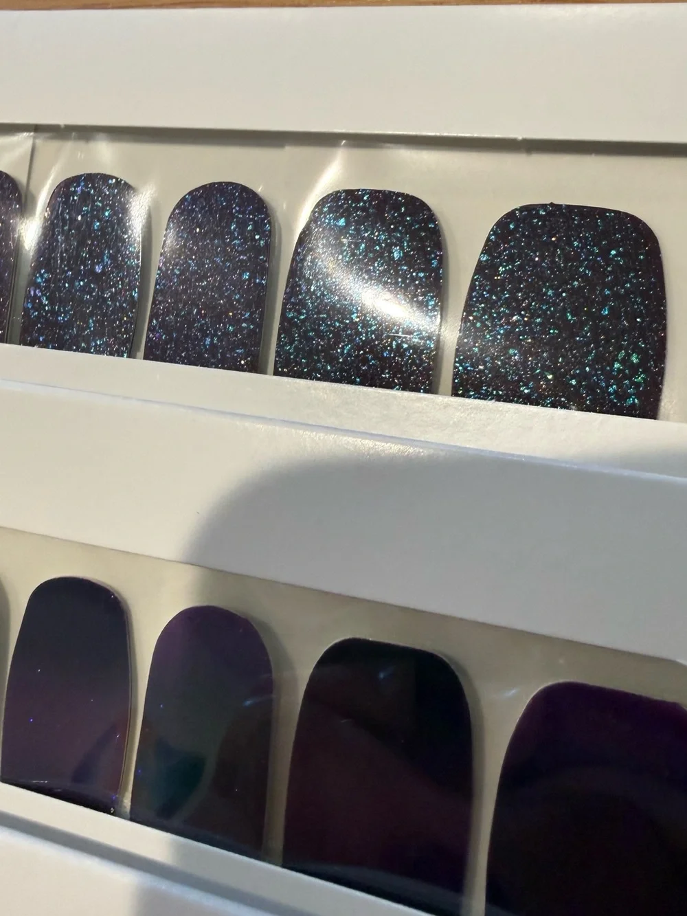 4 sets Purple Glitter & Solid Press-On Nail Set — Easy Peel & Apply Color Street